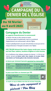 Les annonces paroissiales  – semaine du 20 février 2023