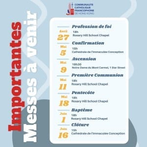 Les annonces paroissiales – semaine du 20 mai 2024