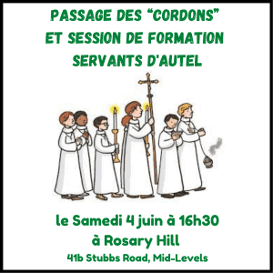 Messe de la Pentecôte et remise des cordons aux servants d’autel le samedi 4 juin